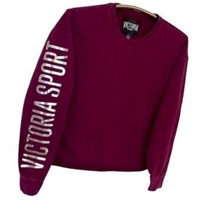 VICTORIA SPORT | Women’s Burgundy Colored  Pullover Crop Top Crewneck Sweatshirt